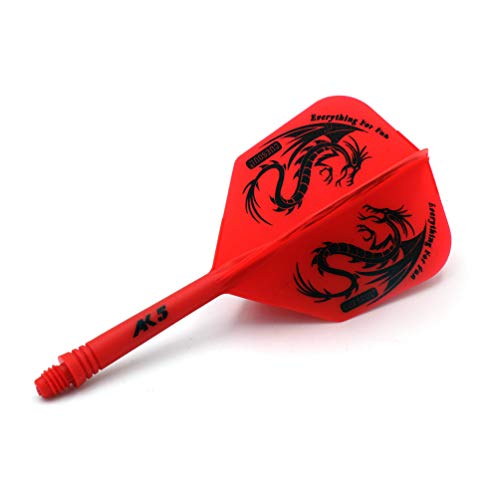 CUESOUL 3 Sets Integrated Dart Shaft and Flights,Dart Shaft Length 21mm/28mm/33mm - color: Shaft Length 21mm+28mm+33mm-Big Wing Shape-Red Dragon