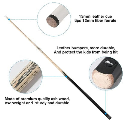HMQQ 58" One Piece Pool Cue Stick with 13MM Leather Tip, Weight 20OZ Billiards Cue Stick, Pool Stick Set of 4/ Set of 6/ Set of 8 (Black&Natural Wood Color) - style: BALCK SET OF 6