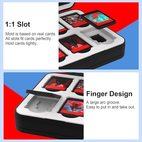 QuoLumPIA 48 Game Card Case Compatible for Nintendo Switch 2/OLED/Switch/Switch Lite, storage 48 Game Cards & 80 Micro SD cards, Black, hard shell, magnetic closure, soft silicone linning - size: 48
