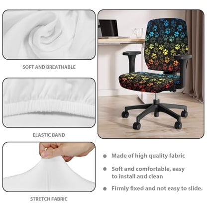 Leopard Print Desk Chair Cover Stretchable 4-Pc Set Office Chair Arm Cushion Washable Office Chair Seat Cover for Gaming and Computer Setup - color: Dog Paw