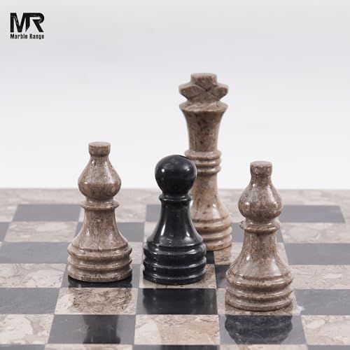 Marble Chess Pieces 3.5 Inch King Handmade Oceanic and Black 32 Chess Figures for Board Games, Suitable for Travel Games - color: Oceanic and Black