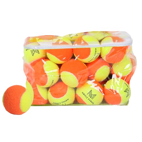 12/18/24/30/40/60 Pack Tennis Balls for Kids 25%-50% Low Compression Stage Tennis Ball for Beginners Youth Kids Training Practicing with Mesh Bag Easy to Transport - color: Y&O-30Pack