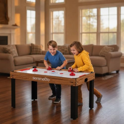 SereneLife Multi Game Table, 48” Sports Arcade Games with Accessories, Ping Pong, Hockey, Pool Billiards, Soccer Foosball All in One, for Indoor and Outdoor, Family, Kids and Adults