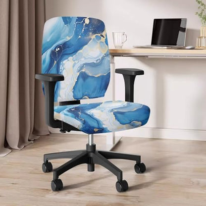 Blue Marble Print Office Chair Arm Cushion Soft Breathable Universal Protective Desk Chair Seat Cover with Armrest Pads for Game and PC Chairs - color: Blue Marble Print