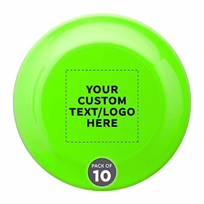 DISCOUNT PROMOS Frisbee Flying Discs in Bulk, 9.25 in. Fun Family Beach Game - color: - Custom - Neon Green, size: 10 flying discs