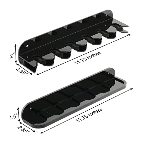 Cosmos Acrylic 2-Piece Billiard Cue Rack Wall Mount Billiard Stick Holder Wall Rack, Eva Foam Cue Clips Holds 6 Pool Cues, Billiard Pool Equipment Accessories (Solid Black) - color: Solid Black