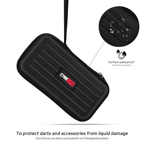 CyeeLife Dart Case - Carrying Case for Steel or Soft Tip Darts, Holds 3 Darts and Extra Accessories, Built-In Storage Tubes and Pockets for Flights, Tips, Shafts
