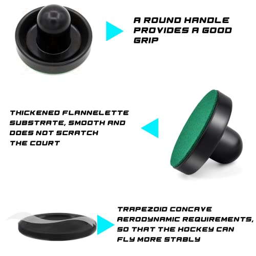 Air Hockey Pushers and Pucks - Air Hockey Paddles and Goal Handles Replacement Accessories for Game Tables (4 Pushers, 8 Pucks) - color: Red&Black