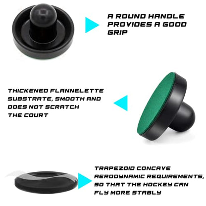 Air Hockey Pushers and Pucks - Air Hockey Paddles and Goal Handles Replacement Accessories for Game Tables (4 Pushers, 8 Pucks) - color: Red&Black