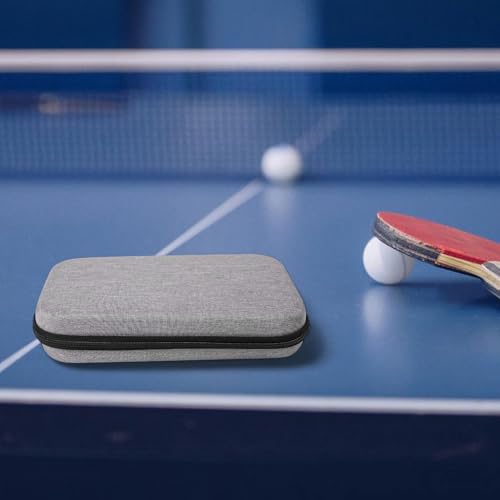 Table Tennis Racket Case, Hard EVA Shell Bat Bag with Soft Lining, Holds 2 Paddles and 6 Balls, Portable Storage Box with Zipper for Training, Competition and Travel(Grey)