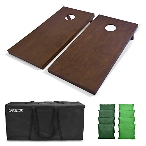 GoSports 4'x2' Regulation Size Wooden Cornhole Boards Set with Dark Brown Varnish - Includes Carrying Case and Bean Bags (Choose Your Colors) Over 100 Color Combinations - color: Dark Green & Bright Green