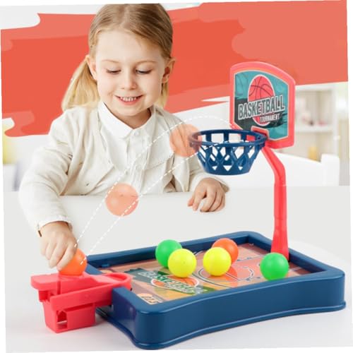 2 Sets Mini Table Basketball Game for Indoor Desktop Basketball Stands in Red and Blue Educational Plaything Enhancing Hand-Eye Coordination and Finger Strength and Portable