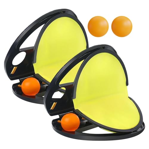 Toss and Catch Game Set - 2pc, Racket Pocket with Launcher, Catch Ball Game | Throwing Catching Baseball Training Toy, Backyard Lawn Garden Pastimes | Racket Pocket Games Family Outside Pool