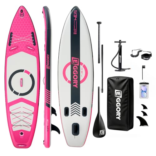 Inflatable Paddle Board,Stand Up Paddle Board Set, Extra Wide SUP Board with Removable Fin, Floating Paddle, Hand Pump, Waterproof Phone Pouch,Traveling Board - color: FT pink