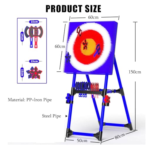 Axe Throwing Set, Throw Target Game Set, Family,Office Stress Relief, with 8 Long-Handled Flying Axe & 8 Five Star Dart,for Parent-Child Bonding Blue-Ironpipe - color: Blue, size: Ironpipe