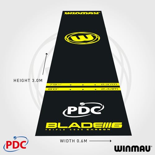WINMAU Dart Mat with Throw Line for Soft Tip and Steel Tip - Available in Outshot and Clearzone Style - style: PDC Pro Zone