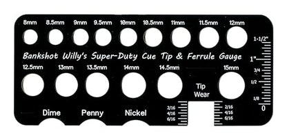 Bankshot Willy's Super-Duty Cue Tip & Ferrule Gauge