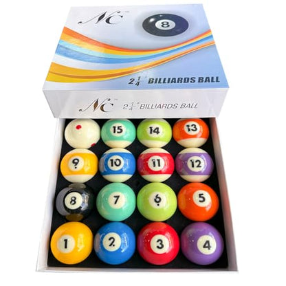 HMQQ Billiard Balls Set, Deluxe 2-1/4" Regulation Size Billiard Pool Balls for Replacement (16 Resin Balls)