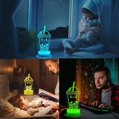 Boba Lamp, Boba Gifts, Boba 3D Night Light with Remote Control, 16 Color Changing, Timer, RGB Flashing Mode, Dimmable - Boba Gifts for Boys & Girls - color: Boba Milk Tea