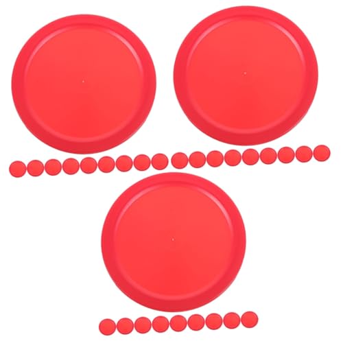 VICASKY Hockey Accessories Air Hockey Pucks Game Table Accessories Desktop Ice Indoor Pucks - color: Redx3pcs, size: 6.50X6.50X0.40CMx3pcs