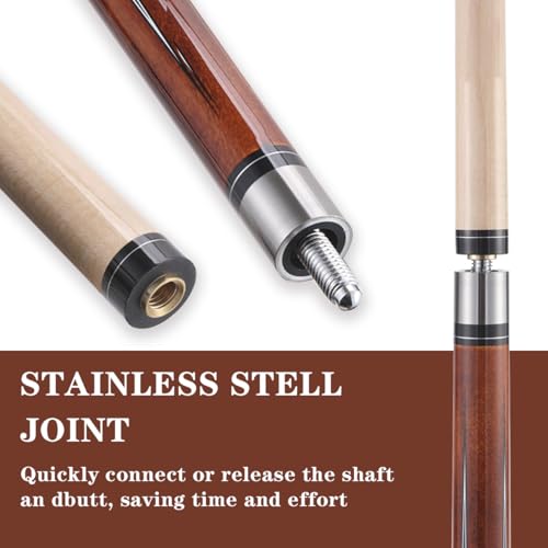 10mm11mm12mm13mm Billiard Pool Cue Stick Set, 20 oz 58 inch Canadian Maple Cue Stick Irish Linen Wrap, Cue Stick for Beginner, Commercial and Home Entertainment - color: 12mm Brown with case
