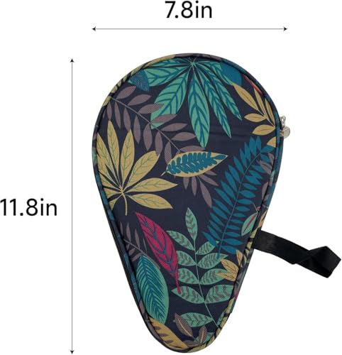 Colorful Table Tennis Racket Cover Ping Pong Paddle Bag Table Tennis Racket Case - color: Blue+Yellow Leaf