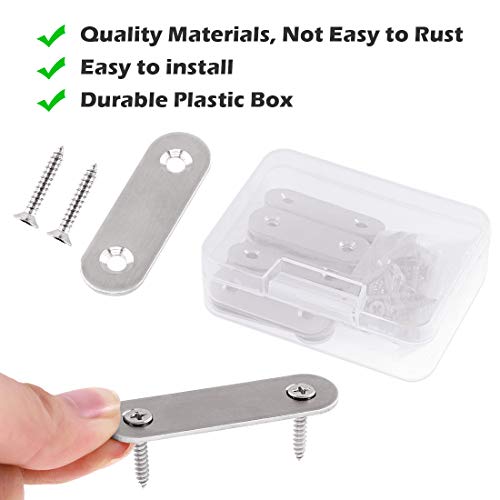 Glarks 20 Sets 60mm/2.4inch Stainless Steel Flat Straight Brace Brackets Mending Joining Plates Repair Fixing Bracket Connector and 40pcs Self Tapping Screws Set (60mm/2.4inch)