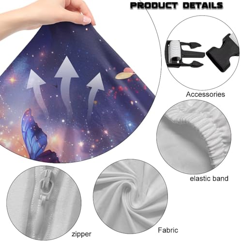 Suobstales Galaxy Butterfly Pattern Gaming Chair Cover with Armrest Covers 4 Pieces Stretch Racing Computer Chair Slipcover Set for Reclining Racing Gaming Chair - color: Galaxy Butterfly
