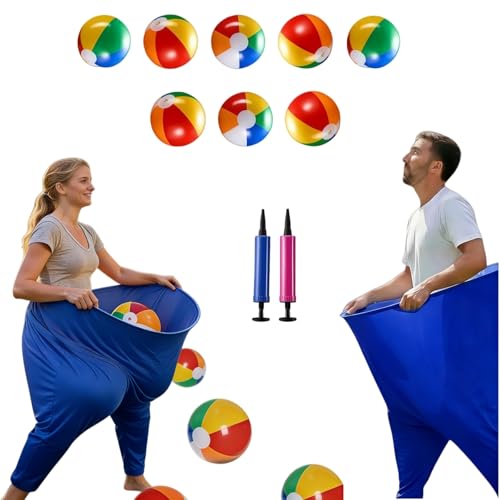 Granny Pants Yard Game Set, Oversized Giant Pants Outdoor Party Game with Bouncy Balls & Air Pump, Ultimate Backyard Games for Family Reunion, Carnival & Friends Gathering - color: Blue- 2 pcs