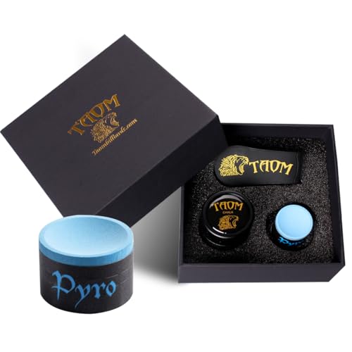 TAOM Upgrade Pool Chalk Holder Round Shaped Practical Tool Billiards Accessories Magnetic Mini Chalk Tip Case Container Round Box Billiards,Cue Tip Tool Scuffer Shaper - color: 1-Gift Set-Black with Pyro Blue