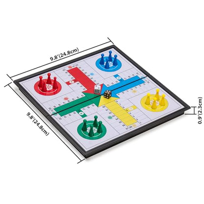 Magnetic Ludo Travel Game Set – 9.8" Folding Board for Classic Portable Strategy Play – Yellow Mountain Imports