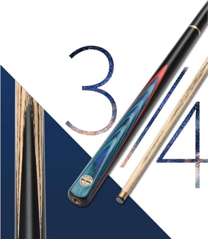 Handmade 3/4 Joint Snooker Cue, 57" 19oz Wooden Pool Cue Stick with 10mm Tip, Extension Rod, Hard Case and Accessories, Complete Billiard Cue Set for Beginners House Bar
