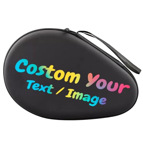 Personalized Table Tennis Racket Case, Custom Hard Shell Ping Pong Storage Bag Ping Pong Paddles Case with Zipper Can Hold 2 Short-Handled Rackets or 1 Long-Handled Racket - color: Black