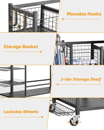 Extra Large Golf Bag Stand Storage Rack Organizer Holder for Garage Shed Basement Golf Club Tee Ball Disc Simulator Accessories Equipment, for Garage,Shed, Basement, Black
