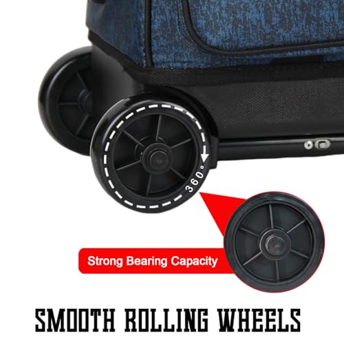 WOLT Double Roller 2 Ball Bowling Bag with Separate Shoe Compartment, Large Capacity Bowling Ball Bag with Accessory Pocket, Retractable Handle Extends to 40" - color: HealthBlue