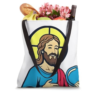 WWJT What Would Jesus Throw Disc Golf Jesus Treesus Saves Tote Bag