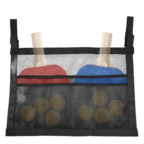 Ping Pong Paddle Case with Mesh Storage Bag,Easy Install Under-Table Tennis Racket & Pickleball Paddles Holder,Quick-Mount Ping Pong Ball Holder with Secure Straps