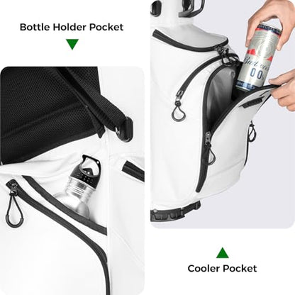 Findway 14 Way Golf Stand Bag, Lightweight Golf Bag with Stand for Men Women, Golf Club Carry Bag with Dual Strap, Rain Cover, Multiple Pockets, Golf Ball Holder - color: White
