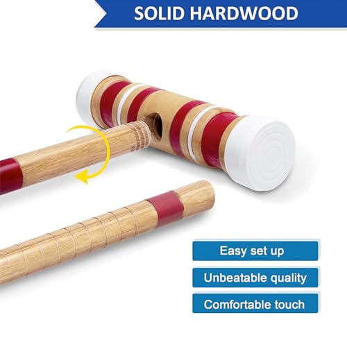 Genérico Croquet Outdoor Family Games for 6 Players, Portable Wooden Sports Reusable Lawn Park Kit for Backyard | Durable Bag Included, Fun j