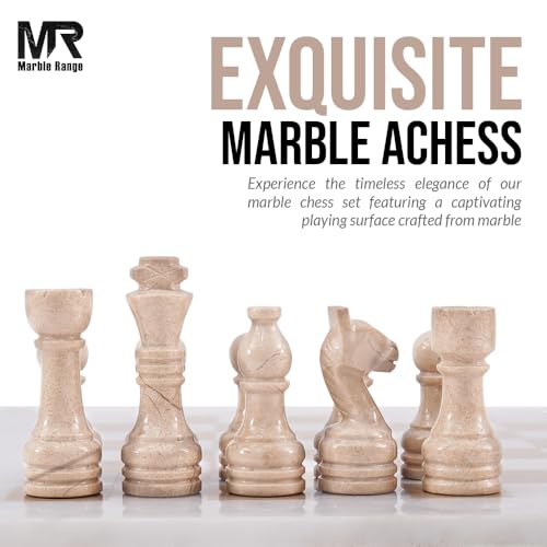 Marble Chess Set 15" Inches White & Verona with Storage Box and 2 Extra Queen Handmade Classic Board Games for Adults, Luxury Marble Chess Board & Chess Pieces for Gifts - color: White & Verona