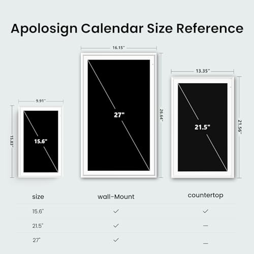 Apolosign 15.6-inch Digital Family Calendar, No Subscription Fee, Smart Wall Planner with Calendar Sync, Chore Chart & Touchscreen Display for Busy Families, Dual Mode, with Stand(White) - color: White