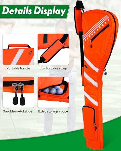 Big Teeth Golf Sunday Bag, Small Golf Bag Lightweight, Par 3 Golf Bag for A Few Clubs Driving Range, Practice with Carry Shoulder Strap Foldable Multi-Colour - color: Orange