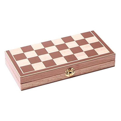 BlueSnail 15" Classic Vintage Standard Folding Wooden Chess Set, Foldable Games Board Crafted Carved