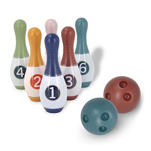 RiToEasysports Premium Plastic Kids Bowling Set, Funny Educational Toy Bowling Pins and Balls for Gross Motor Skills and Hand Eye Coordination