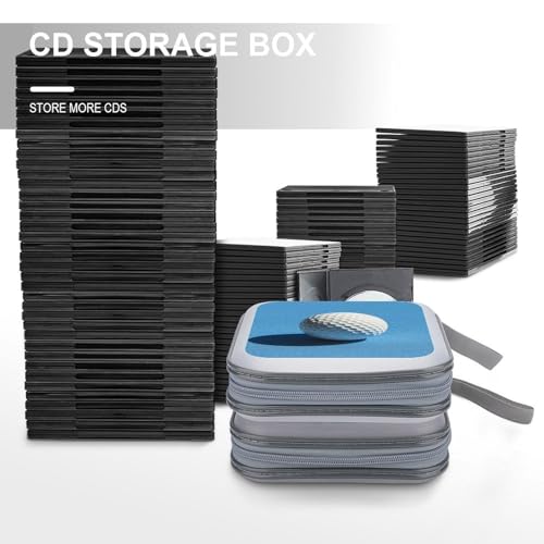 Boys Nursery Art Golf Ball CD Case DVD Storage Case Portable for Car Home Travel