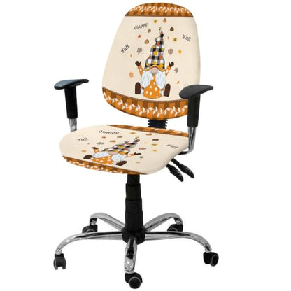 Savannan Office Chair Cover, Happy Fall Harvest Gnome Protective Stretch Elastic Universal Cover for Desk Task Chair,Computer Rotating Chair 1 Pcs Thanksgiving Pumpkin Leaves