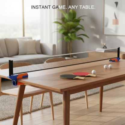 Retractable Table Tennis Net Set, Clamp-On Ping Pong Net for Standard Tables, Portable Polyester Mesh with Quick Setup - color: Orange