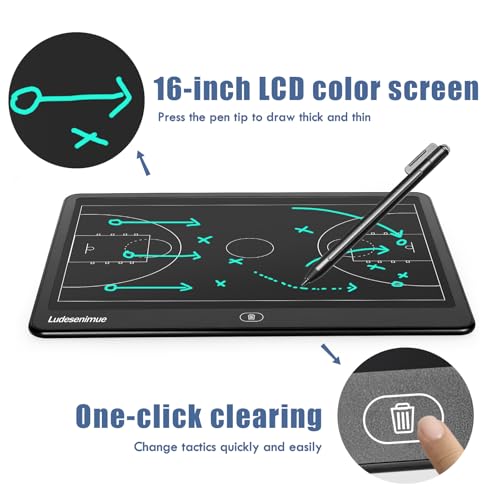 Electronic Basketball Coaching Board - 16 inch LCD BasketballTactics Board with Stylus Pen, Basketball Coach Essentials