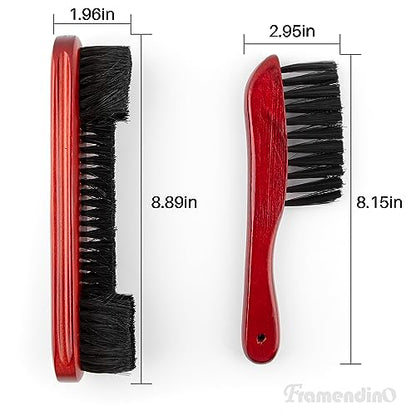Framendino, Wooden Billiards Pool Table and Rail Brush Set Wood Billiard Cleaner Cleaning Tools Supplies (Red-Brown, 2 Pack) - color: Brown