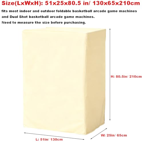 Arcade Basketball Game Cover Waterproof Home Dual Shot Electronic Basketball Arcade Hoop Game Covers for Indoor Outdoor 51x25x80.5in Beige